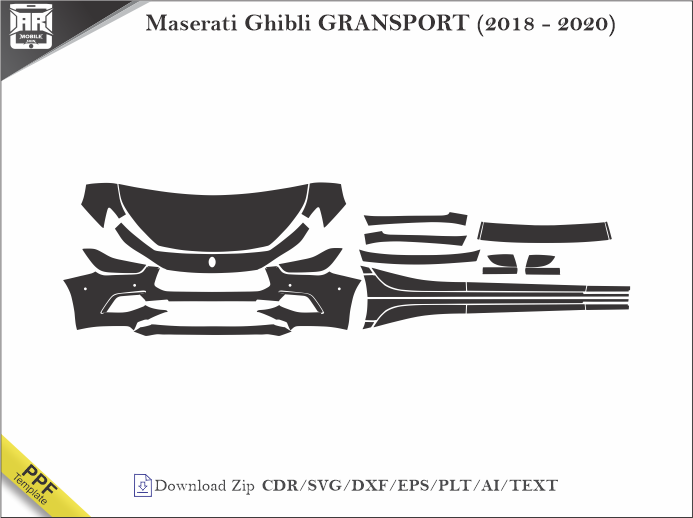 Maserati Ghibli GRANSPORT (2018 - 2020) Car PPF Template