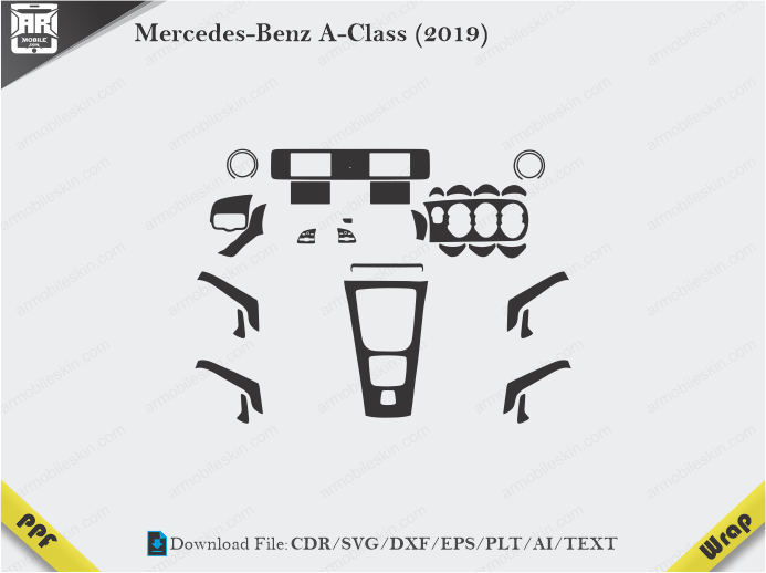 Mercedes-Benz A-Class (2019) Car Interior PPF or Wrap Template