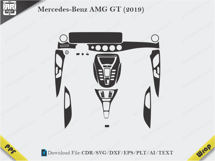 Mercedes-Benz AMG GT (2019) Car Interior PPF or Wrap Template