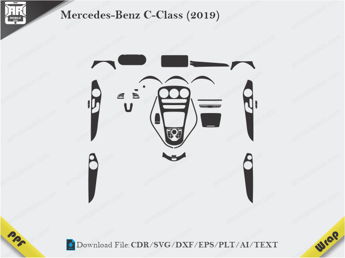 Mercedes-Benz C-Class (2019) Car Interior PPF or Wrap Template