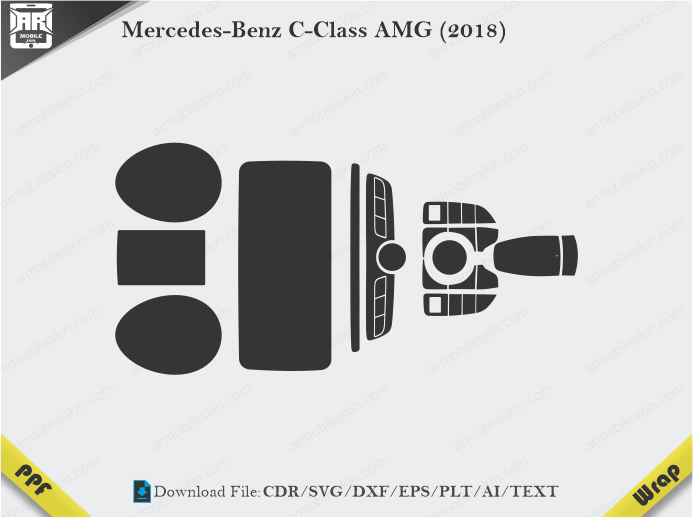 Mercedes-Benz C-Class AMG (2018) Car Interior PPF or Wrap Template