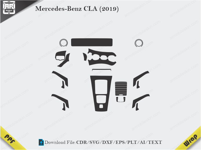 Mercedes-Benz CLA (2019) Car Interior PPF or Wrap Template