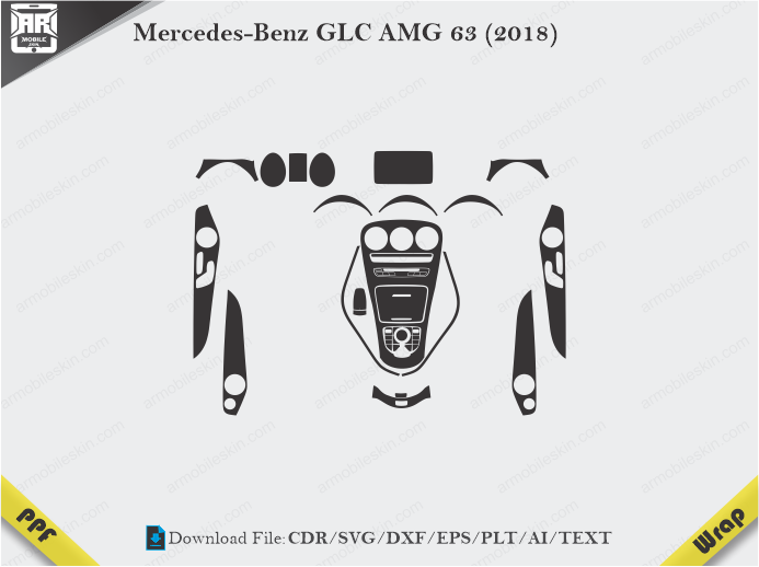 Mercedes-Benz GLC AMG 63 (2018) Car Interior PPF or Wrap Template