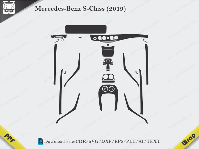 Mercedes-Benz S-Class (2019) Car Interior PPF or Wrap Template