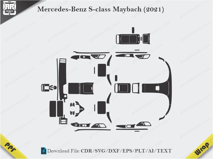 Mercedes-Benz S-class Maybach (2021) Car Interior PPF or Wrap Template