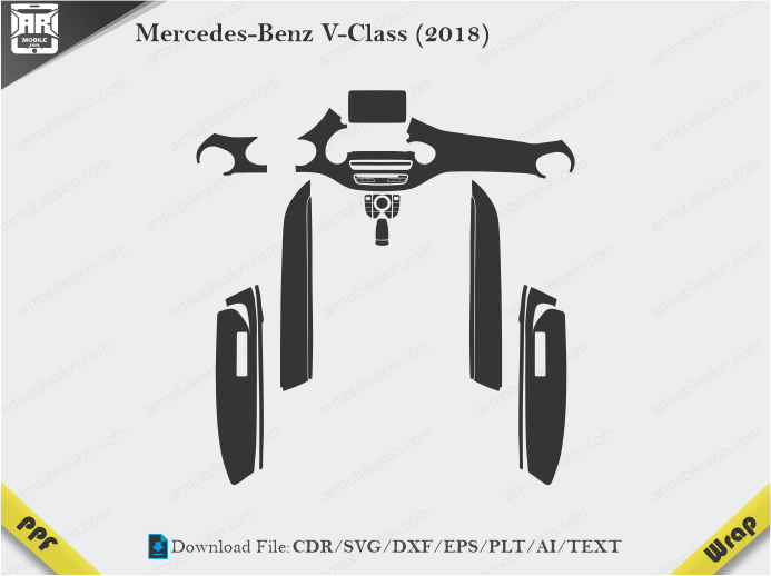 Mercedes-Benz V-Class (2018) Car Interior PPF or Wrap Template