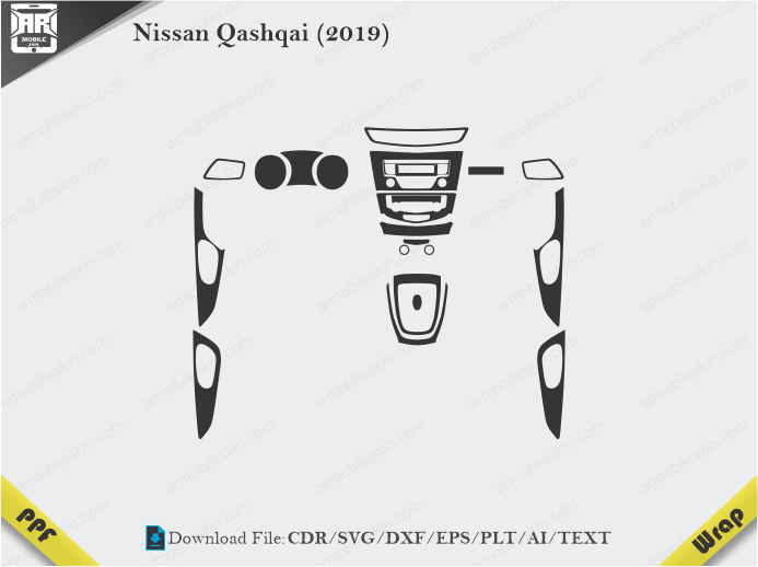 Nissan Qashqai (2019) Car Interior PPF or Wrap Template