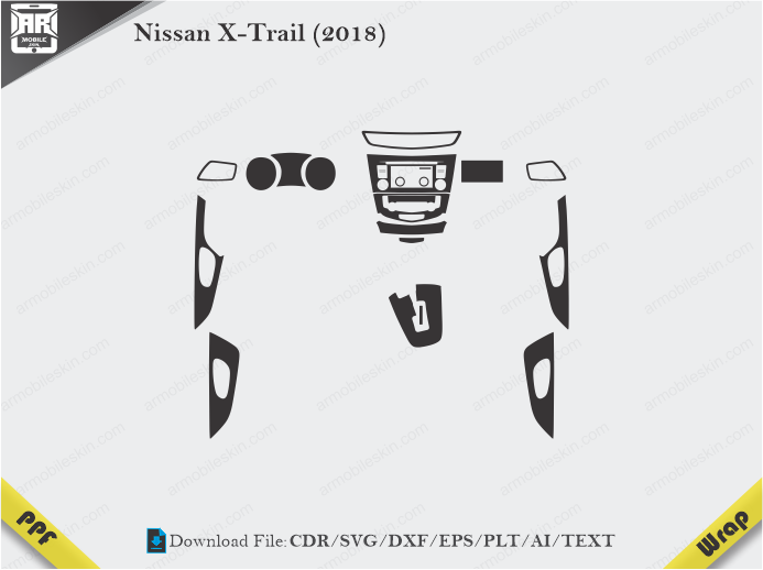 Nissan X-Trail (2018) Car Interior PPF or Wrap Template