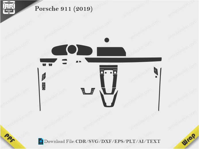 Porsche 911 (2019) Car Interior PPF or Wrap Template