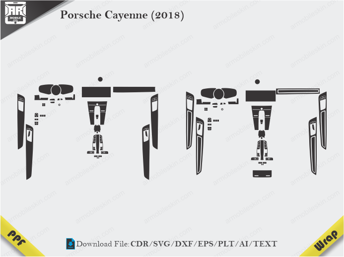 Porsche Cayenne (2018) Car Interior PPF or Wrap Template