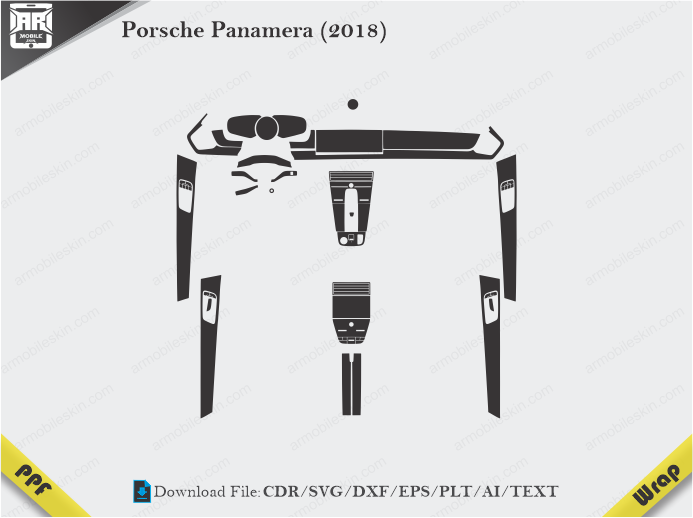 Porsche Panamera (2018) Car Interior PPF or Wrap Template