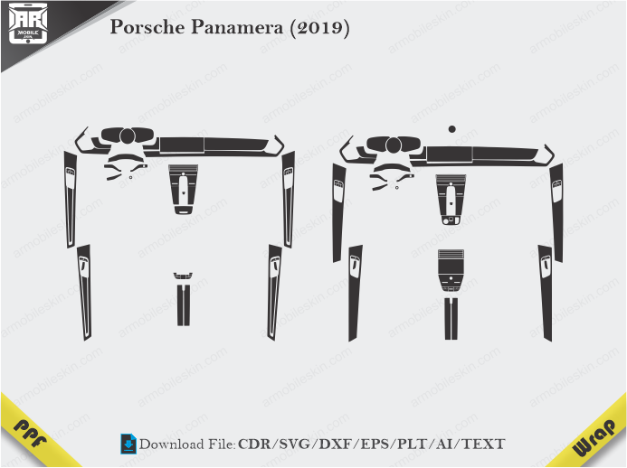 Porsche Panamera (2019) Car Interior PPF or Wrap Template