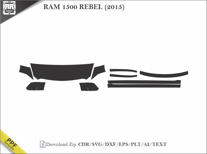 RAM 1500 REBEL (2015) Car PPF Template
