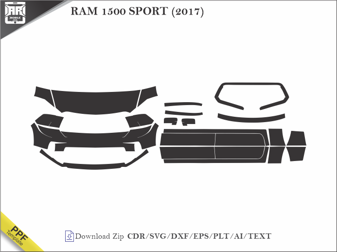 RAM 1500 SPORT (2017) Car PPF Template