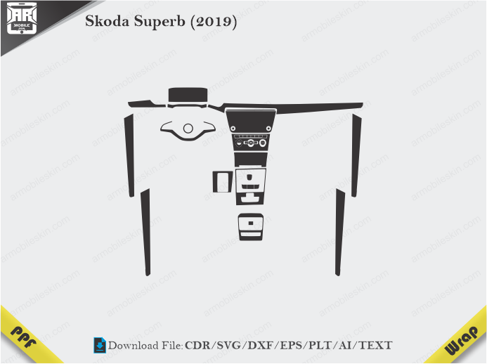 Skoda Superb (2019) Car Interior PPF or Wrap Template