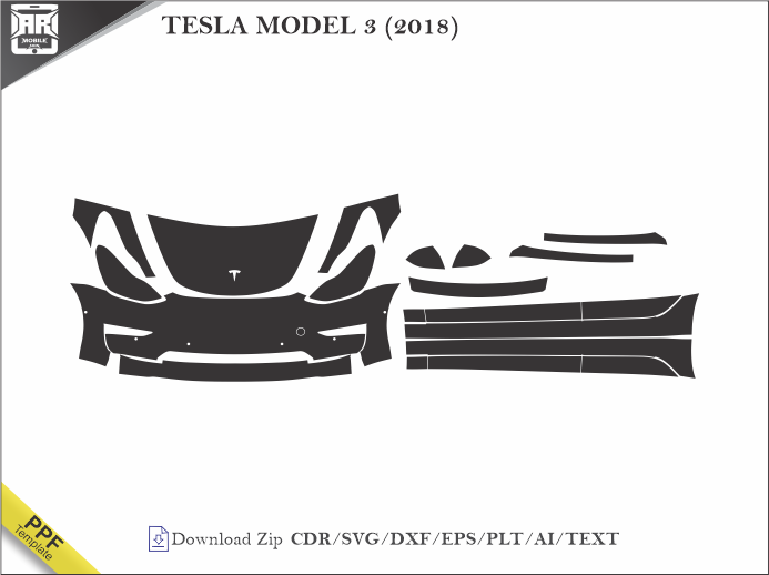 TESLA MODEL 3 (2018 – 2023) Car PPF Template