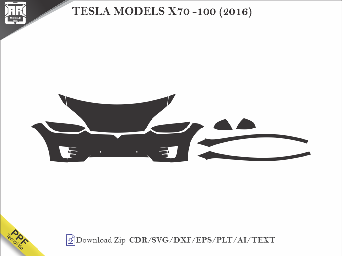 TESLA MODELS X70 -100 (2016) Car PPF Template