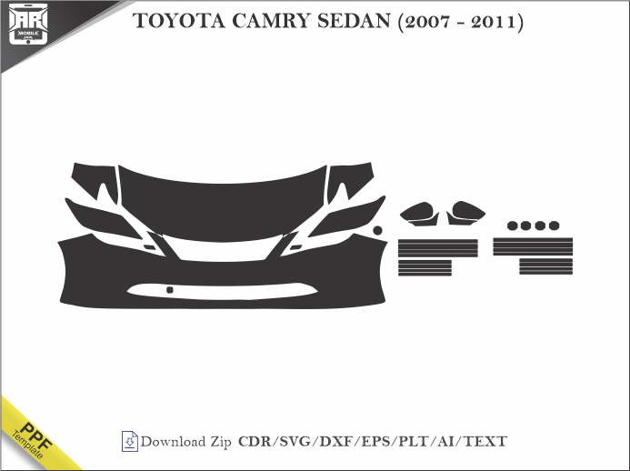 TOYOTA CAMRY SEDAN (2007 - 2011) Car PPF Template