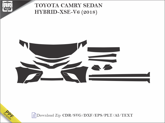 TOYOTA CAMRY SEDAN HYBRID-XSE-V6 (2018) Car PPF Template