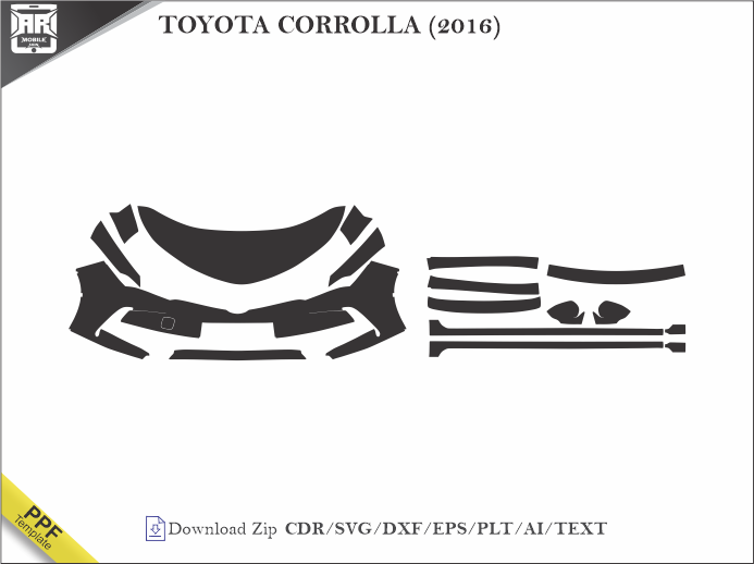 TOYOTA CORROLLA (2016) Car PPF Template