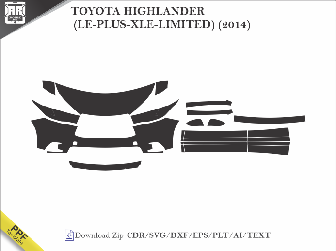 TOYOTA HIGHLANDER (LE-PLUS-XLE-LIMITED) (2014) Car PPF Template