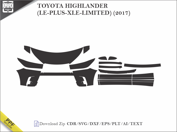 TOYOTA HIGHLANDER (LE-PLUS-XLE-LIMITED) (2017) Car PPF Template