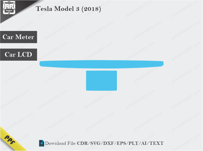 Tesla Model 3 (2018) Car Screen Wrap Cutting Template