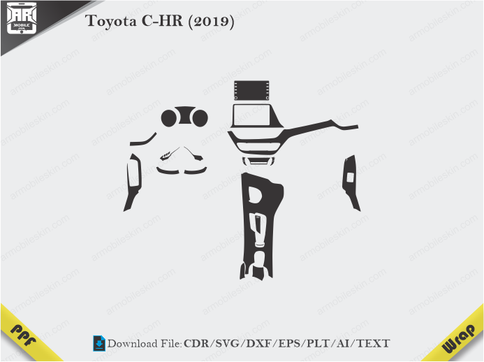 Toyota C-HR (2019) Car Interior PPF or Wrap Template