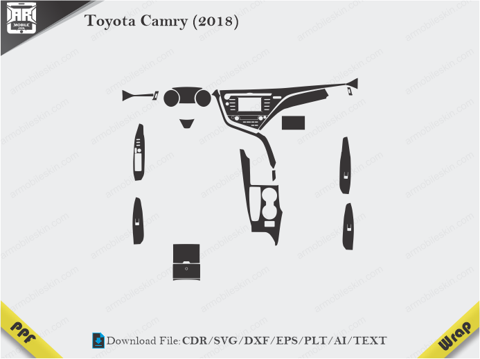 Toyota Camry (2018) Car Interior PPF or Wrap Template