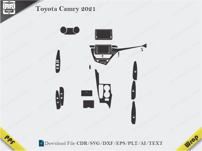 Toyota Camry 2021 Car Interior PPF or Wrap Template