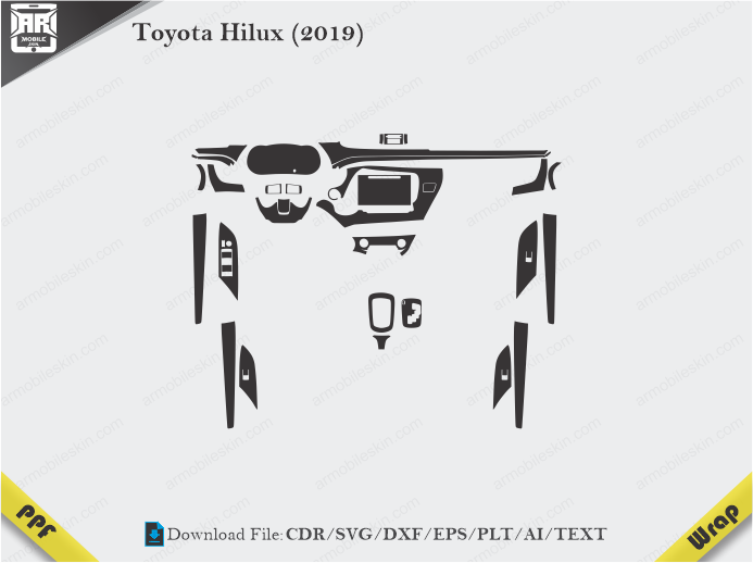 Toyota Hilux (2019) Car Interior PPF or Wrap Template