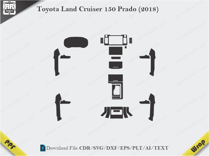 Toyota Land Cruiser 150 Prado (2018) Car Interior PPF or Wrap Template