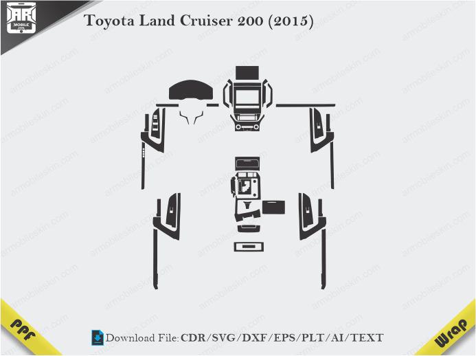 Toyota Land Cruiser 200 (2015) Car Interior PPF or Wrap Template