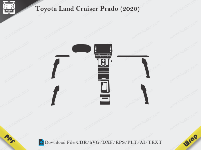 Toyota Land Cruiser Prado (2020) Car Interior PPF or Wrap Template