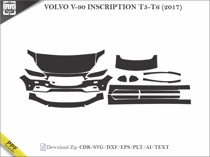 VOLVO V-90 INSCRIPTION T5-T6 (2017) Car PPF Template