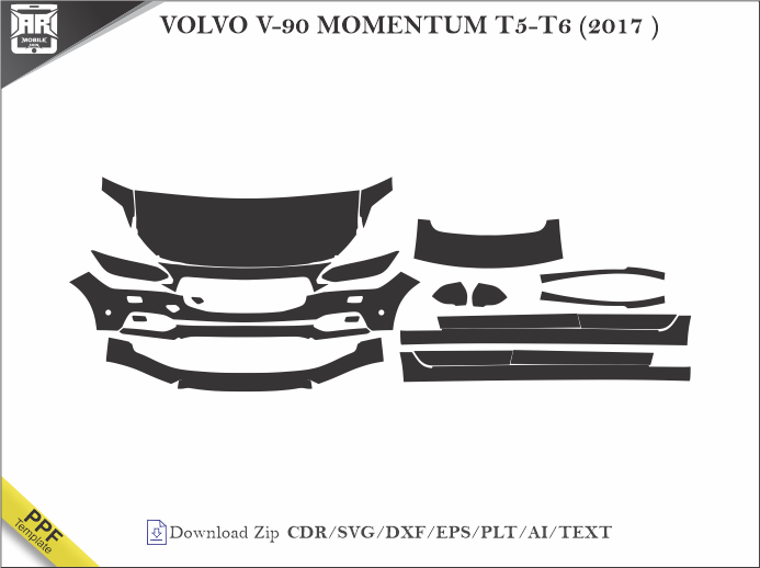 VOLVO V-90 MOMENTUM T5-T6 (2017 ) Car PPF Template