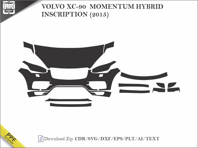 VOLVO XC-90 MOMENTUM HYBRID INSCRIPTION (2015) Car PPF Template