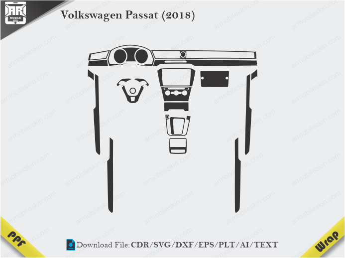 Volkswagen Passat (2018) Car Interior PPF or Wrap Template