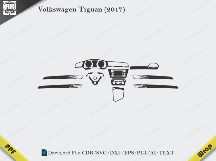 Volkswagen Tiguan (2017) Car Interior PPF or Wrap Template