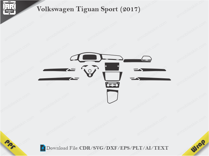 Volkswagen Tiguan Sport (2017) Car Interior PPF or Wrap Template