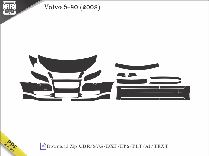 Volvo S-80 (2008) Car PPF Template