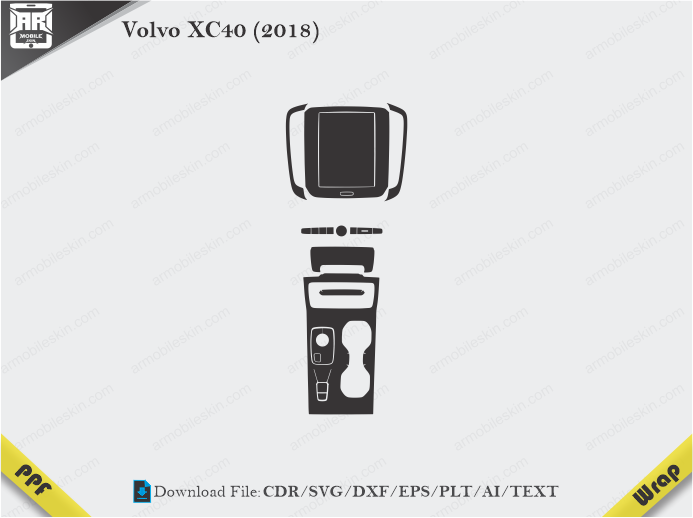 Volvo XC40 (2018) Car Interior PPF or Wrap Template