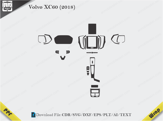 Volvo XC60 (2018) Car Interior PPF or Wrap Template