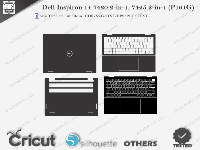 Dell Inspiron 14 7420 2-in-1, 7425 2-in-1 (P161G) Skin Template Vector