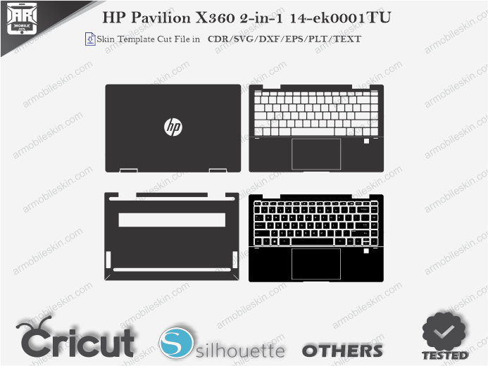 HP Pavilion X360 2-in-1 14-ek0001TU Skin Template Vector