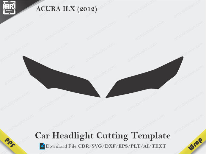 ACURA ILX (2012) Car Headlight Cutting Template