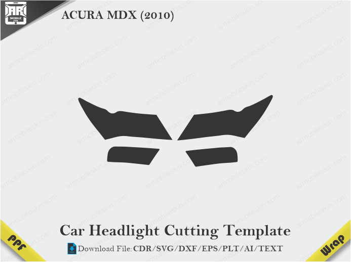 ACURA MDX (2010) Car Headlight Cutting Template