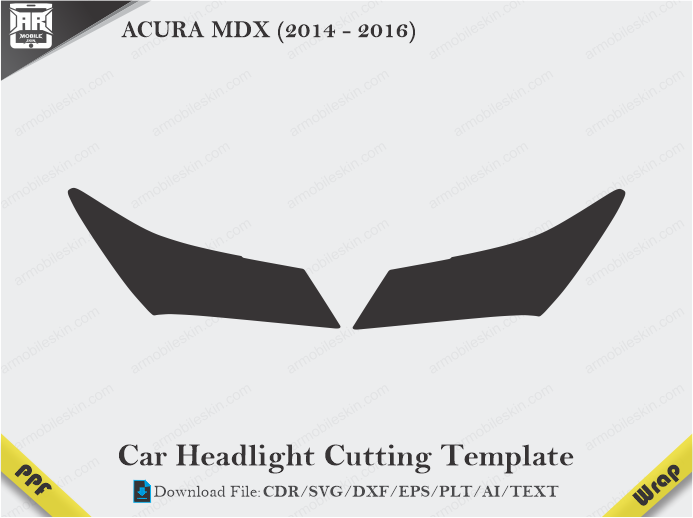 ACURA MDX (2014 - 2016) Car Headlight Cutting Template