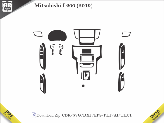 Mitsubishi L200 (2019) Car Interior PPF or Wrap Template