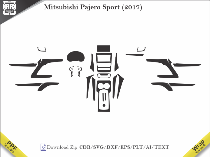 Mitsubishi Pajero Sport (2017) Car Interior PPF or Wrap Template